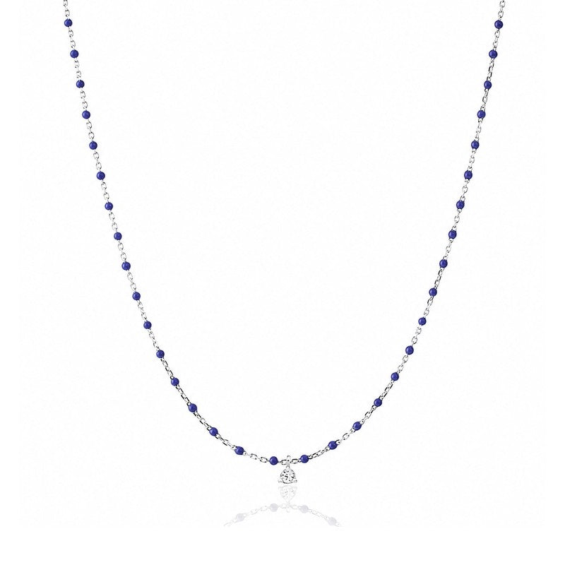 Navy Enamel Beaded Necklace