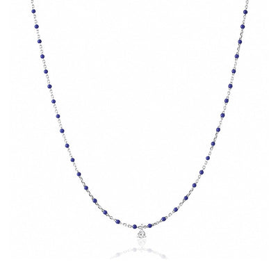Navy Enamel Beaded Necklace