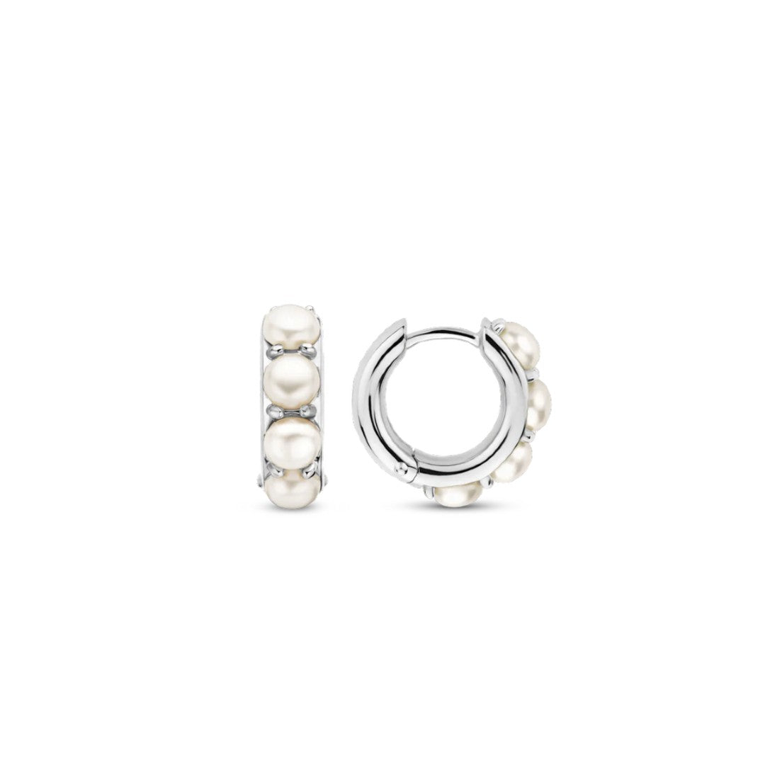 Ti Sento Milano Pearl Huggie Hoops