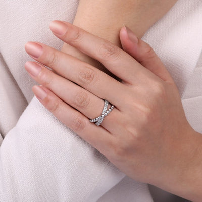 Gabriel & Co. White Sapphire Bujukan Criss Cross Ring