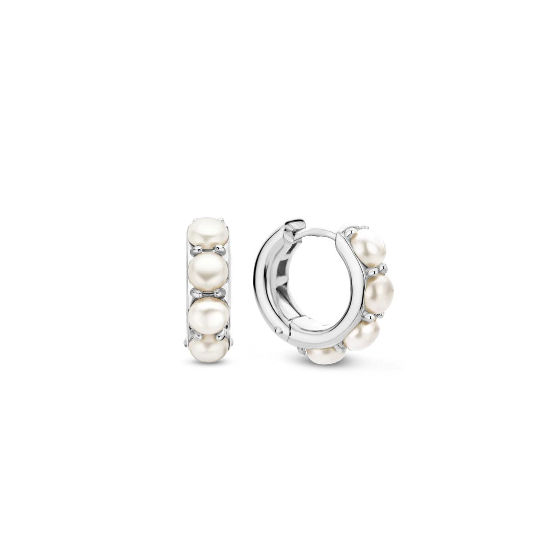 Ti Sento Milano Pearl Huggie Hoops