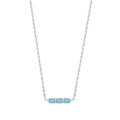 Silver Turquoise Bar Necklace