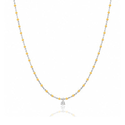 Yellow Enamel Beaded Necklace