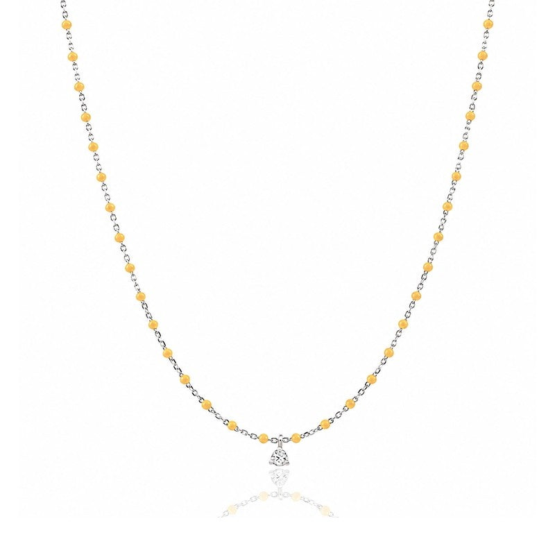 Yellow Enamel Beaded Necklace