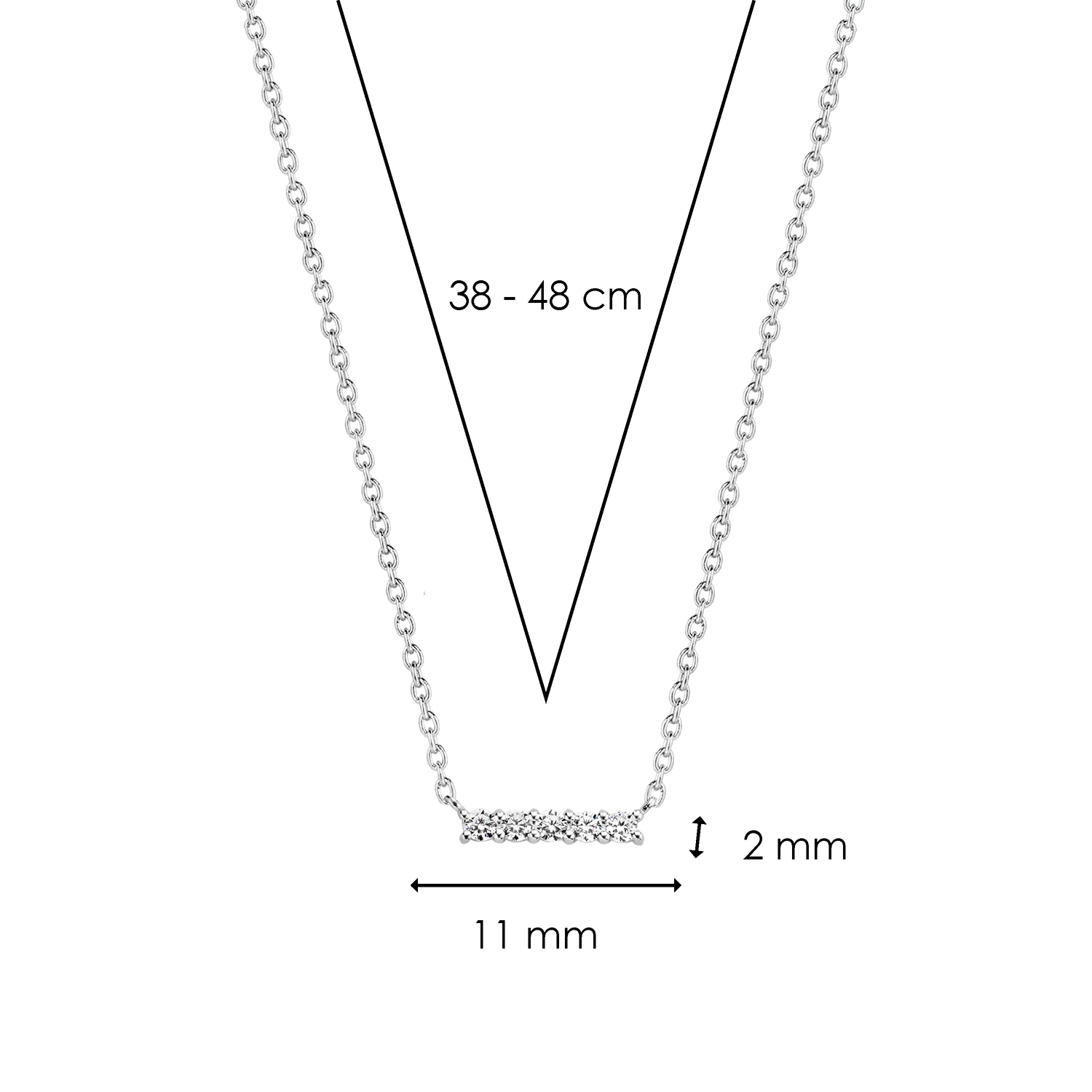 Ti Sento Milano Silver Zirconia Bar Necklace