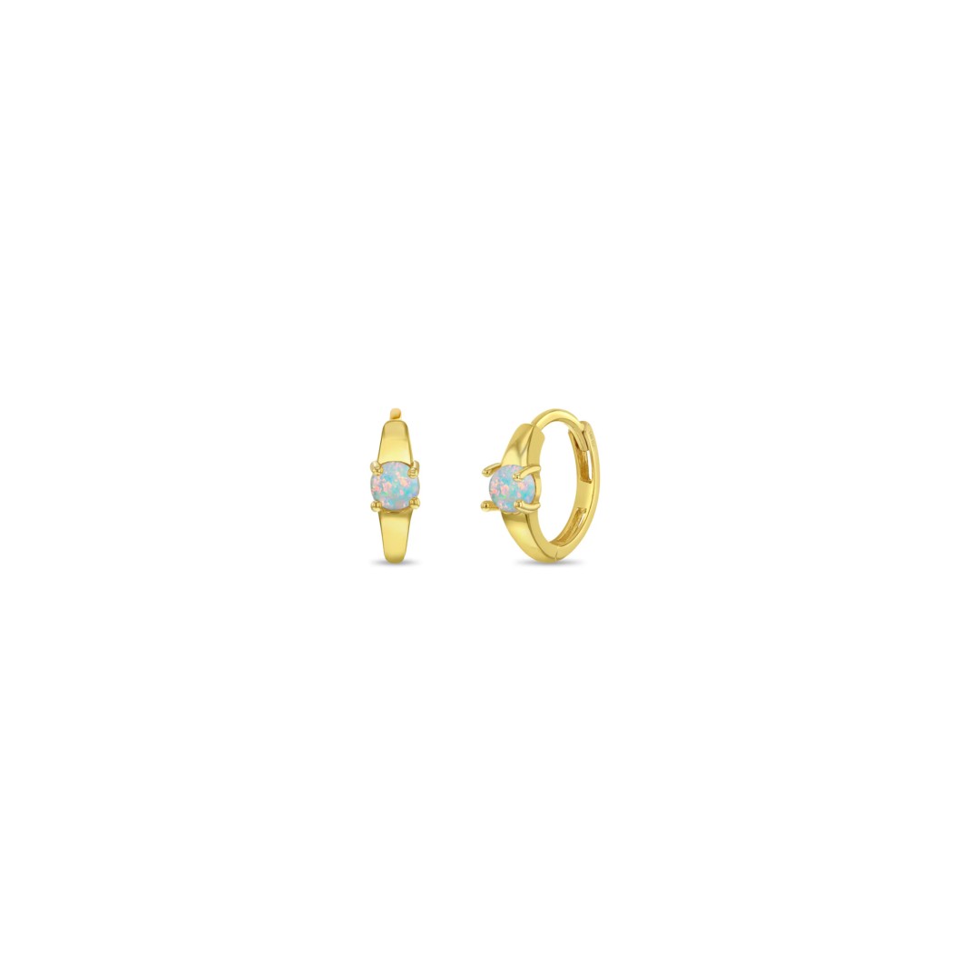 Single Opal Little Girl's Hoop Earrings