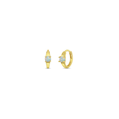 Single Opal Little Girl's Hoop Earrings