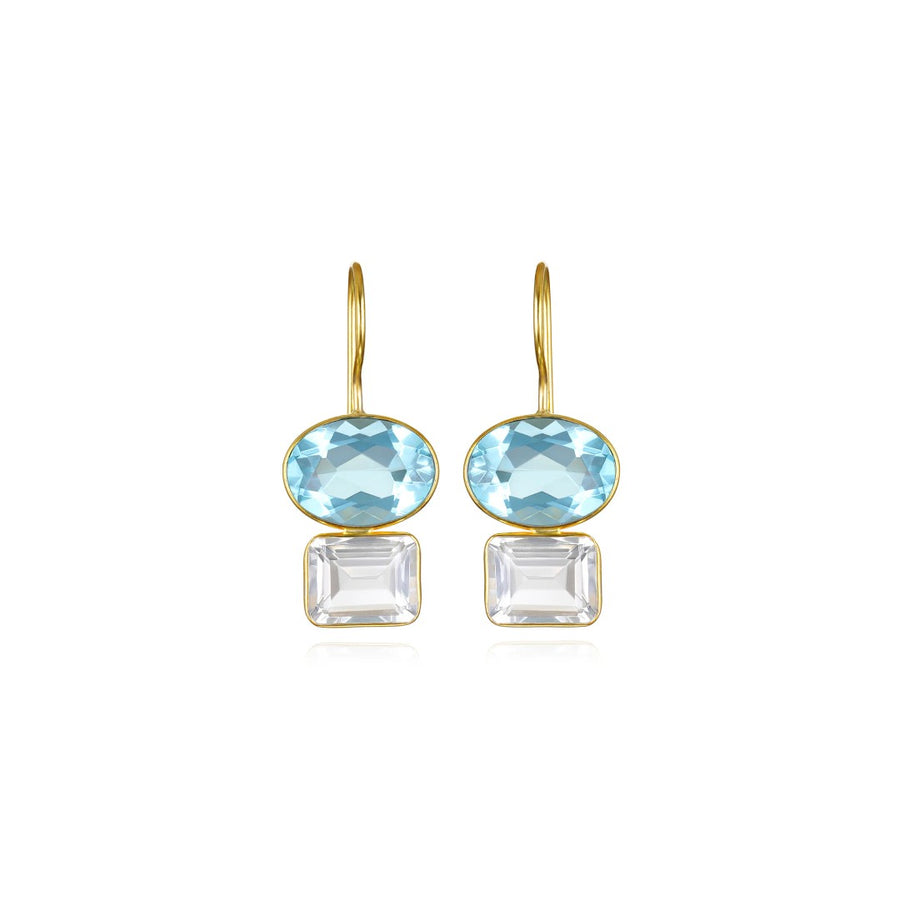 Sky Blue & Clear Quartz Double Valencia Earrings
