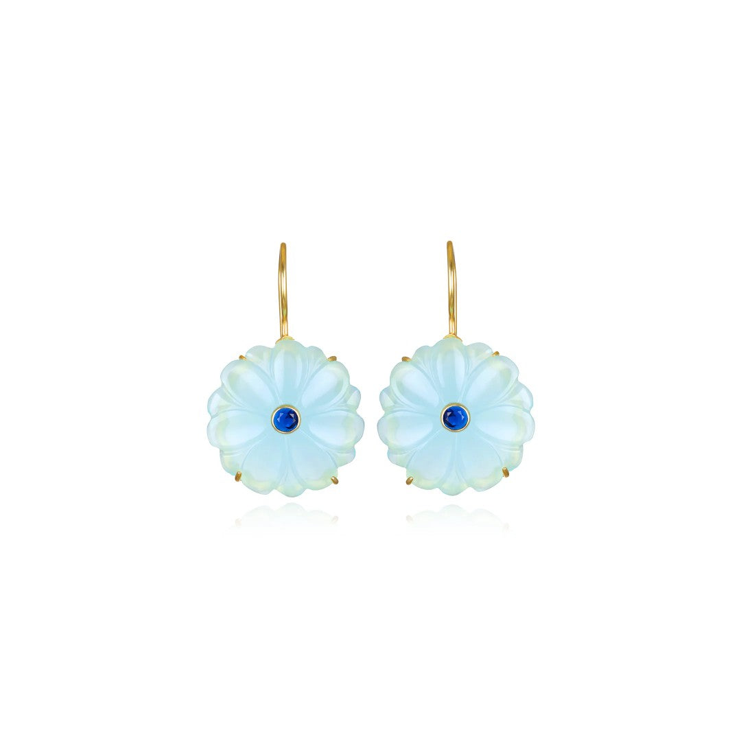 Sky Blue Quartz Magnolia Earrings