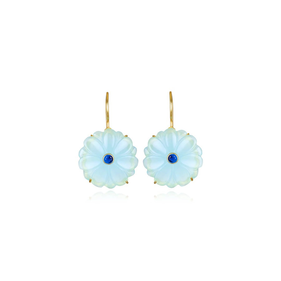 Sky Blue Quartz Magnolia Earrings