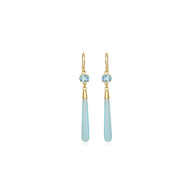 Sky Blue Topaz & Aqua Chalcedony Drop Earrings