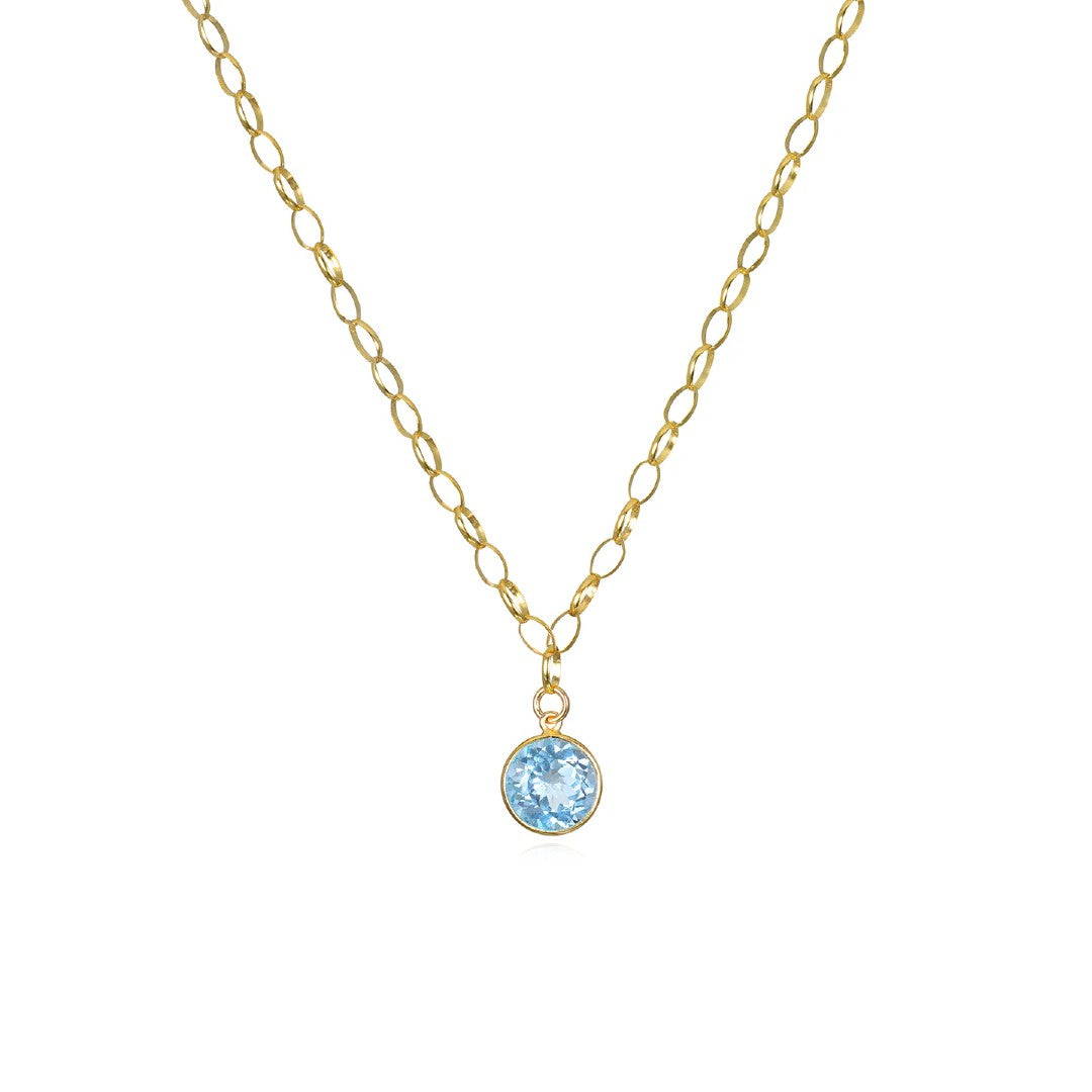 Sky Blue Topaz Oval Link Necklace