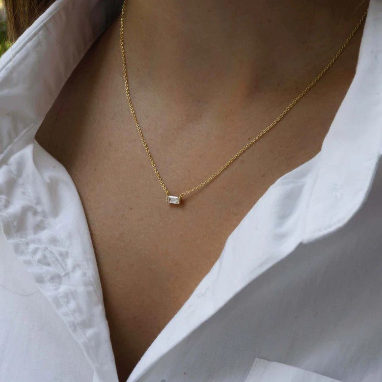 Small Baguette CZ Necklace