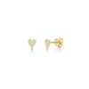 Shy Creation Small Pave Diamond Heart Studs in Yellow Gold