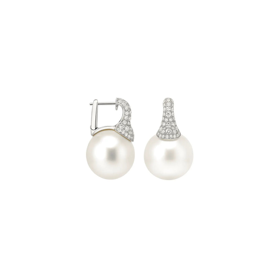 South Sea Pearl & Diamond Cap Earrings
