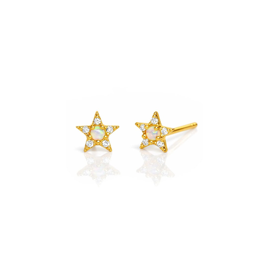 Star Studs with Opal Center
