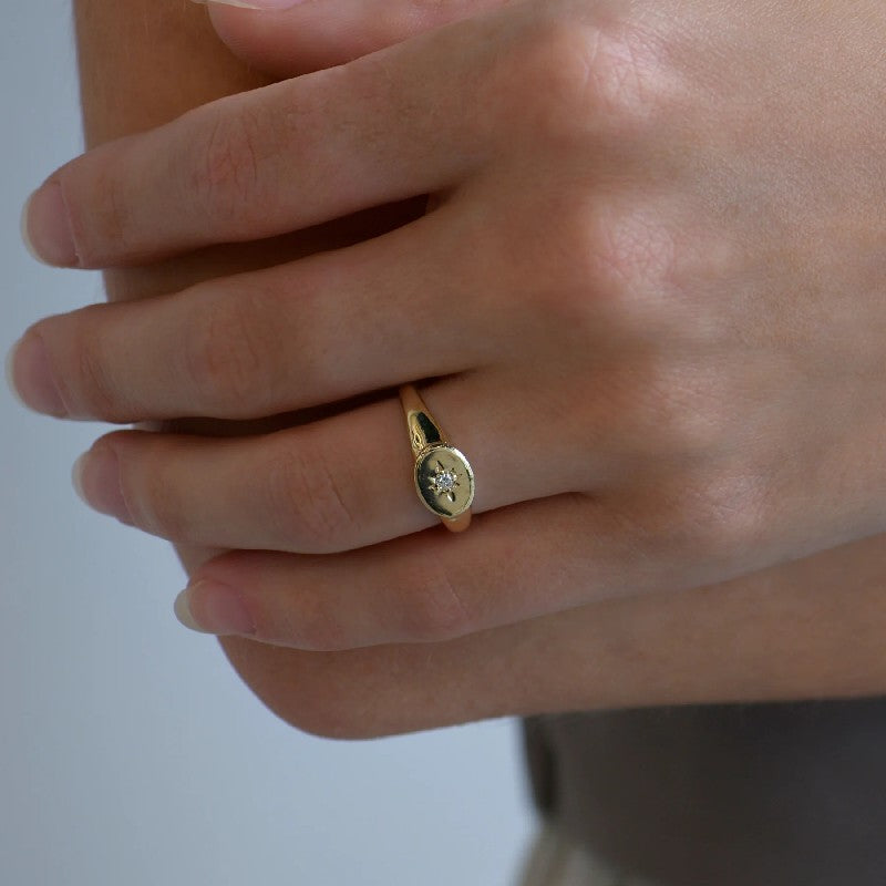 Anzie Aztec Vintage Star Signet Ring