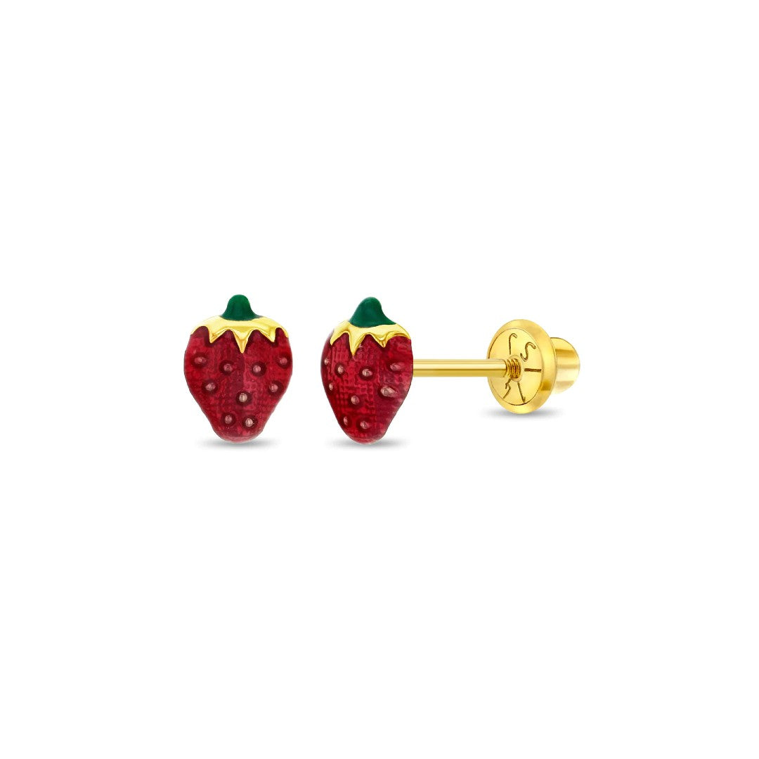Strawberry Enamel Little Girl's Stud Earrings