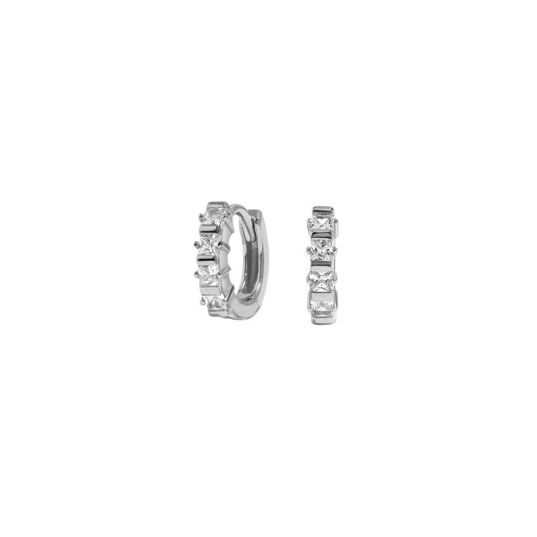 Studded CZ Huggie Hoops