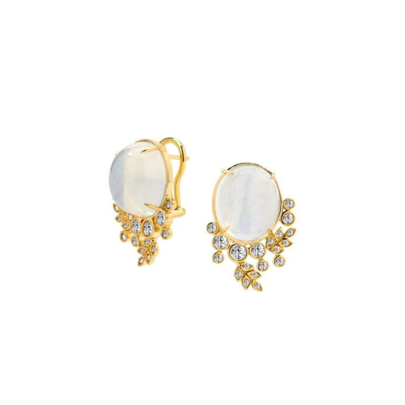 Syna Moon Quartz Cabochon Vine Earrings - Limited Edition