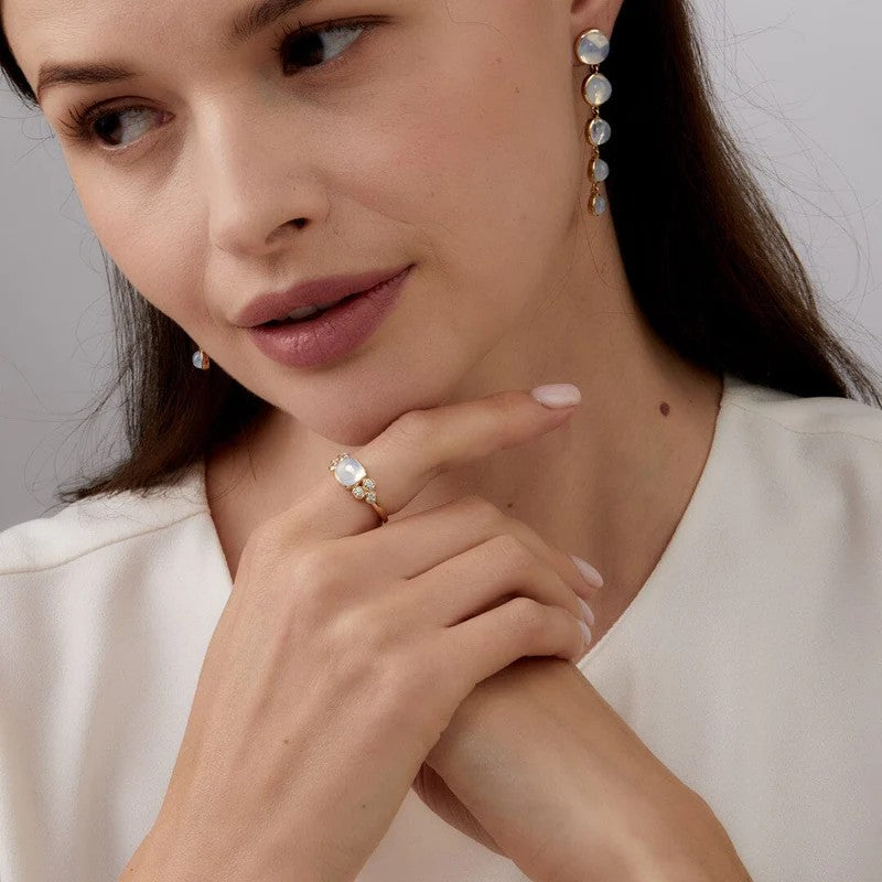 Syna Moon Quartz Sugarloaf Cabochon Ring