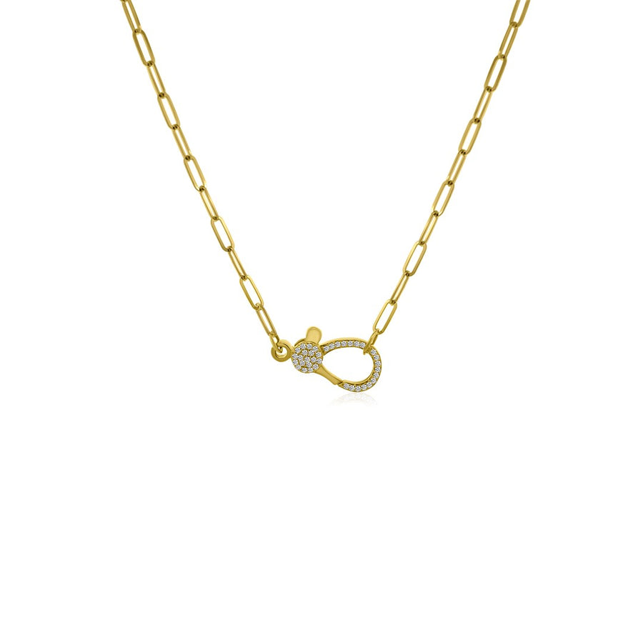 Tara Mikolay Diamond Clasp Paperclip Chain Necklace