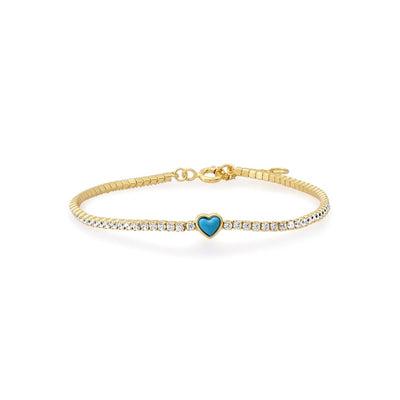 Tennis Bracelet with Turquoise Heart