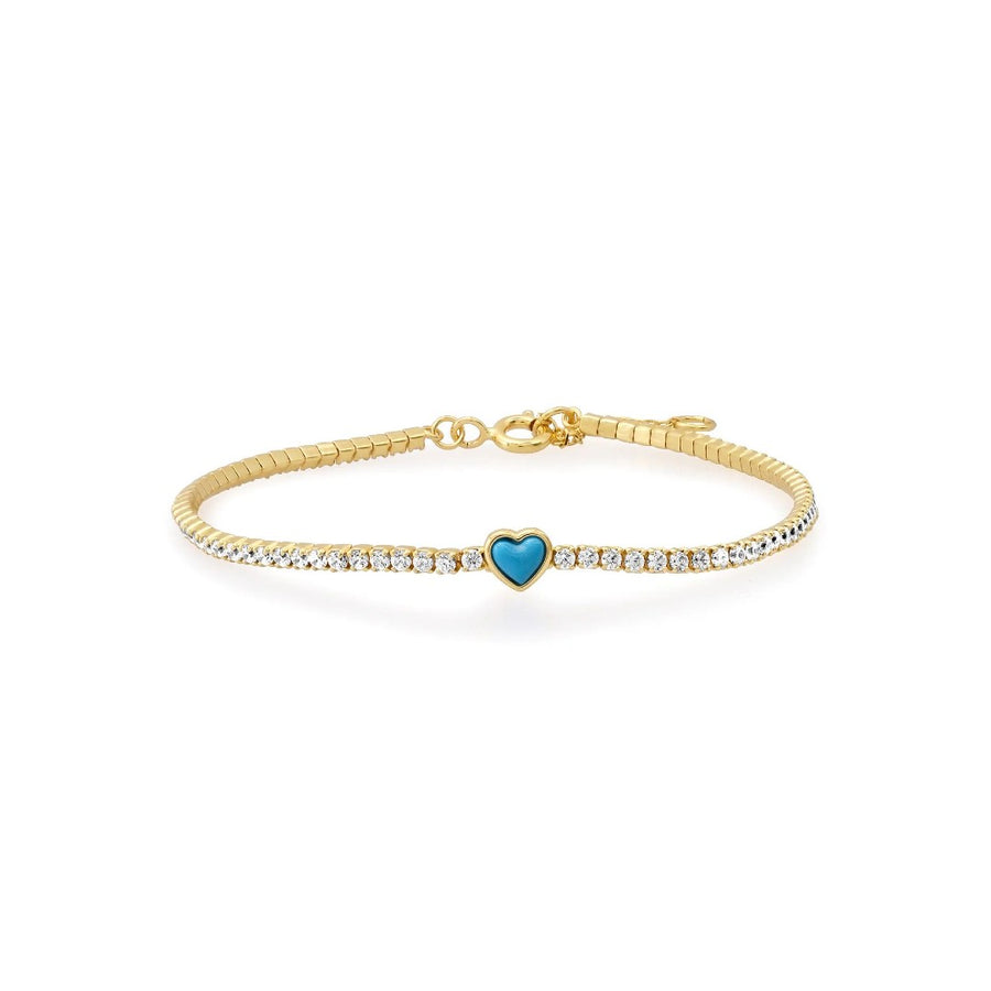 Tennis Bracelet with Turquoise Heart