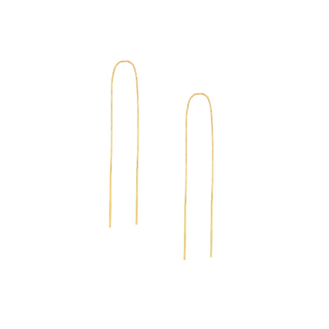 Thin Bar Box Chain Threader Earrings
