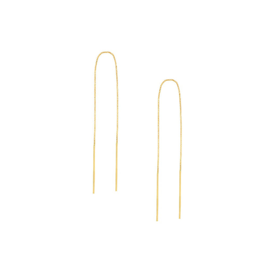 Thin Bar Box Chain Threader Earrings