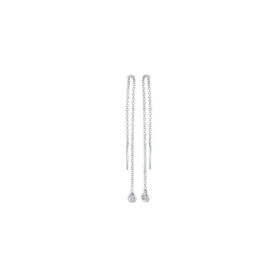 Shy Creation Threader Earrings with Bezel Diamond