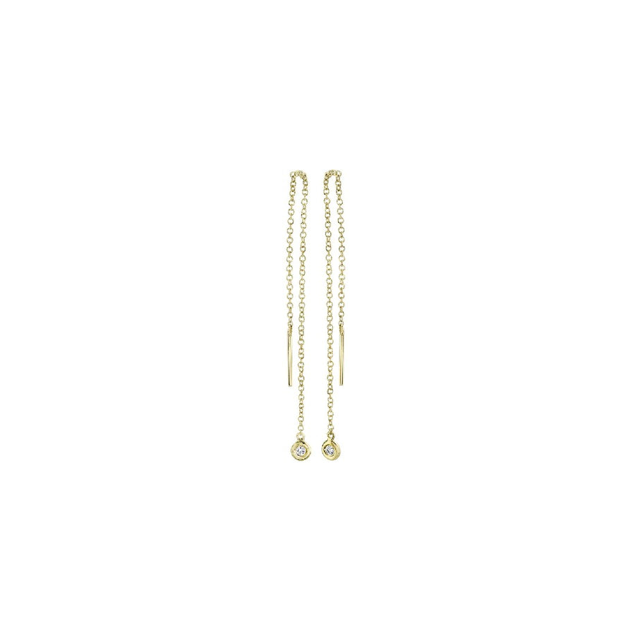 Shy Creation Threader Earrings with Bezel Diamond