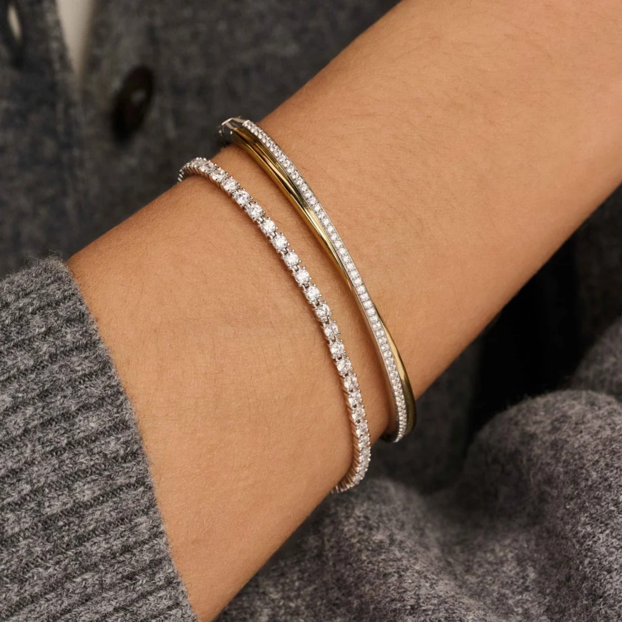 ti sento tennis bracelet and crossover bangle