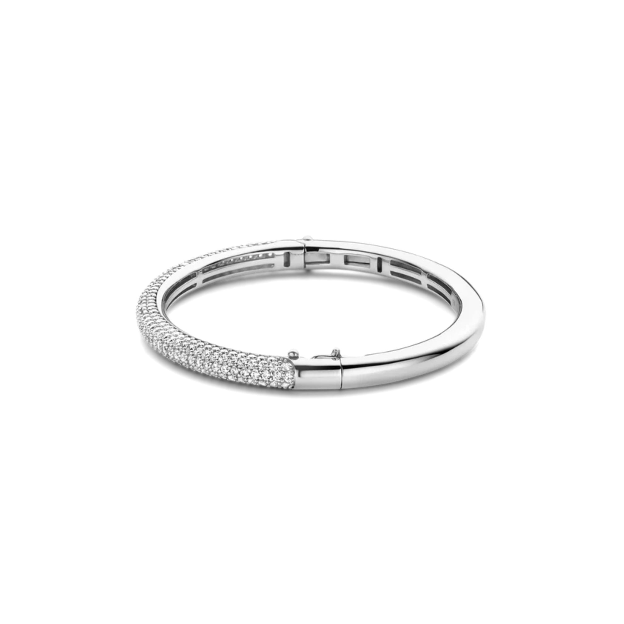 Ti Sento Milano Pavé Bangle Bracelet in sterling silver with platinum plating and cubic zirconia