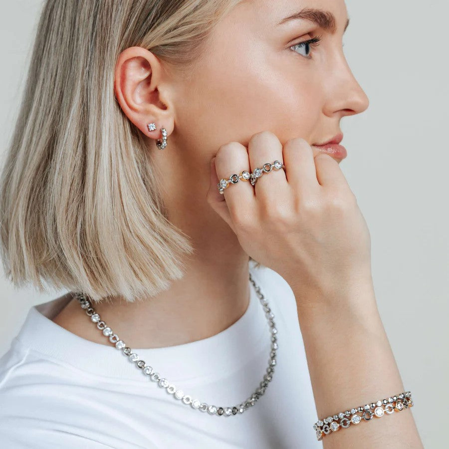 Ti Sento Milano Alternating Two Tone Huggie Hoops