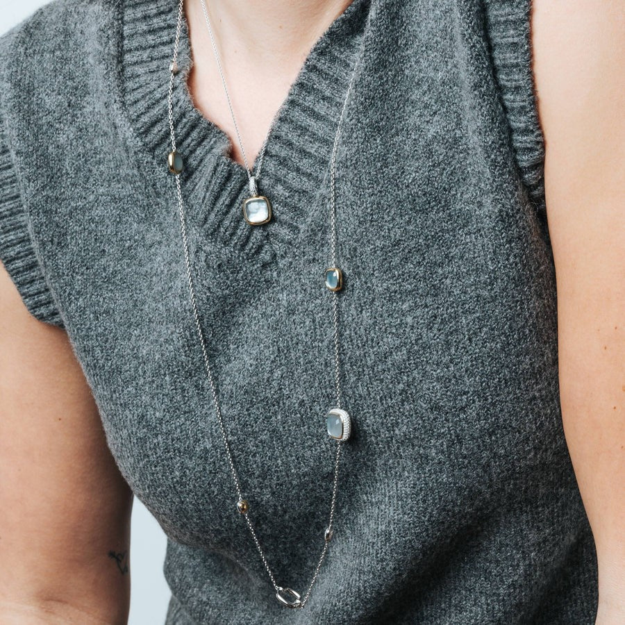 Ti Sento Milano Grey Pearl Tokens Necklace