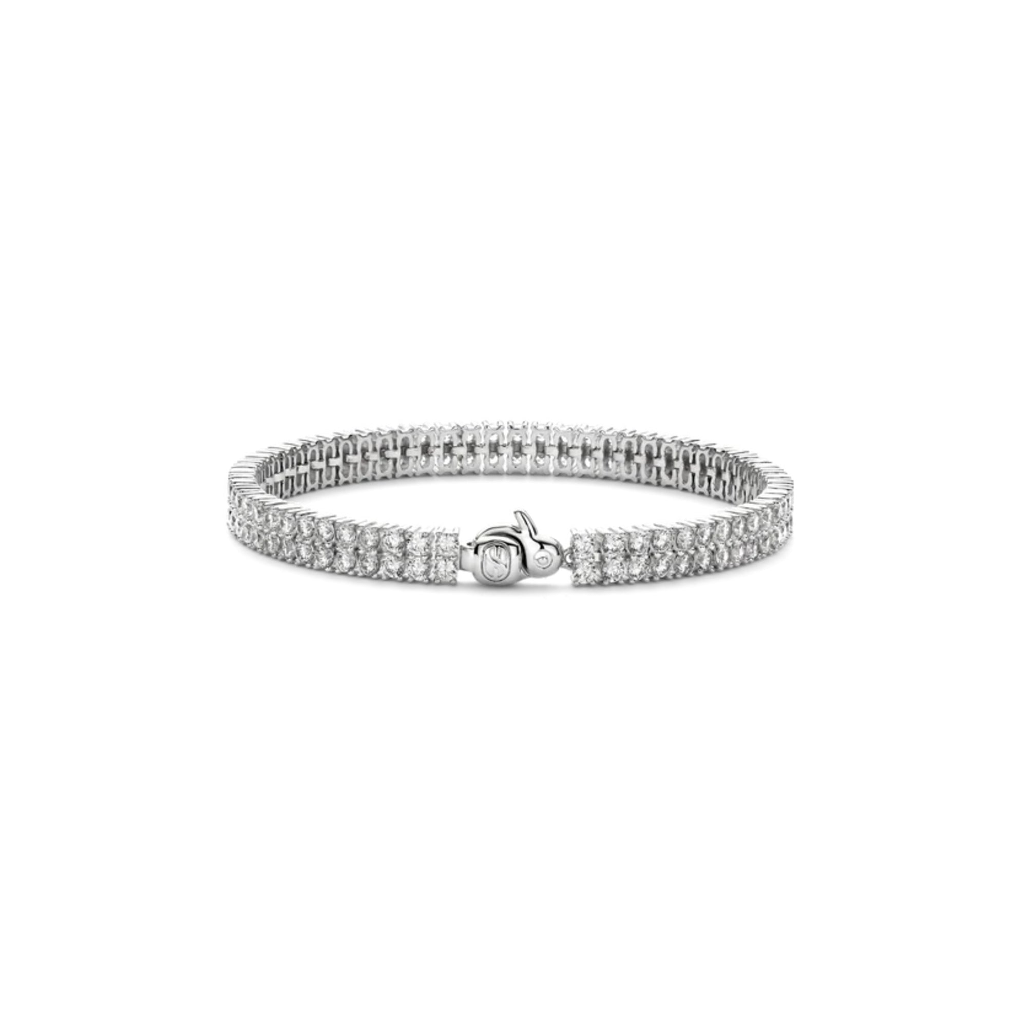 Ti Sento Milano Double Row Tennis Bracelet with pavé cubic zirconia in platinum