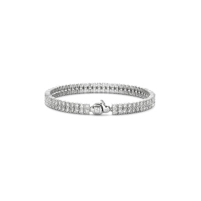 Ti Sento Milano Double Row Tennis Bracelet with pavé cubic zirconia in platinum