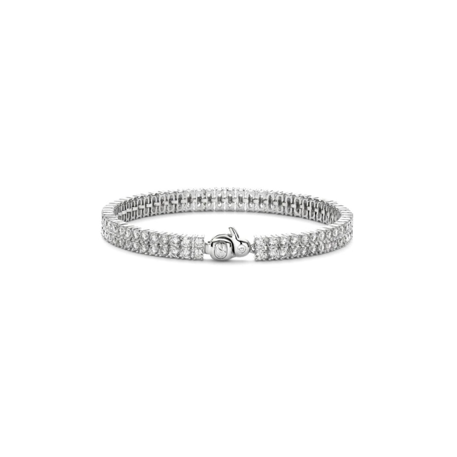 Ti Sento Milano Double Row Tennis Bracelet with pavé cubic zirconia in platinum