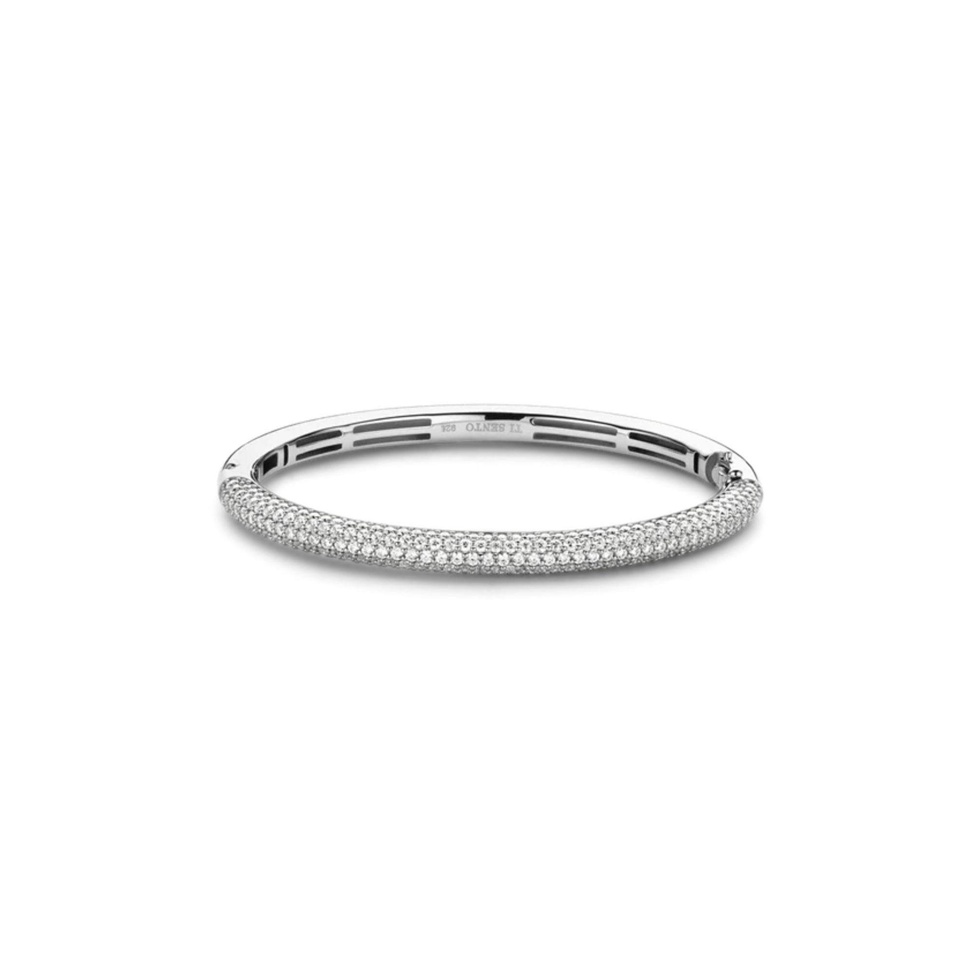 Ti Sento Milano Pavé Bangle Bracelet in sterling silver with platinum plating and cubic zirconia