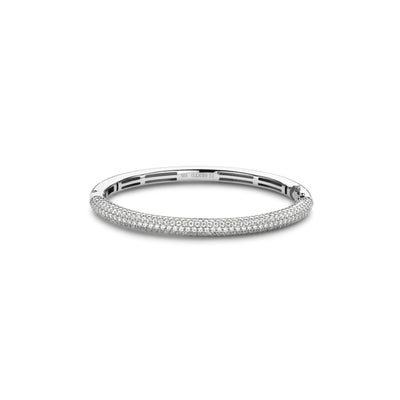 Ti Sento Milano Pavé Bangle Bracelet in sterling silver with platinum plating and cubic zirconia