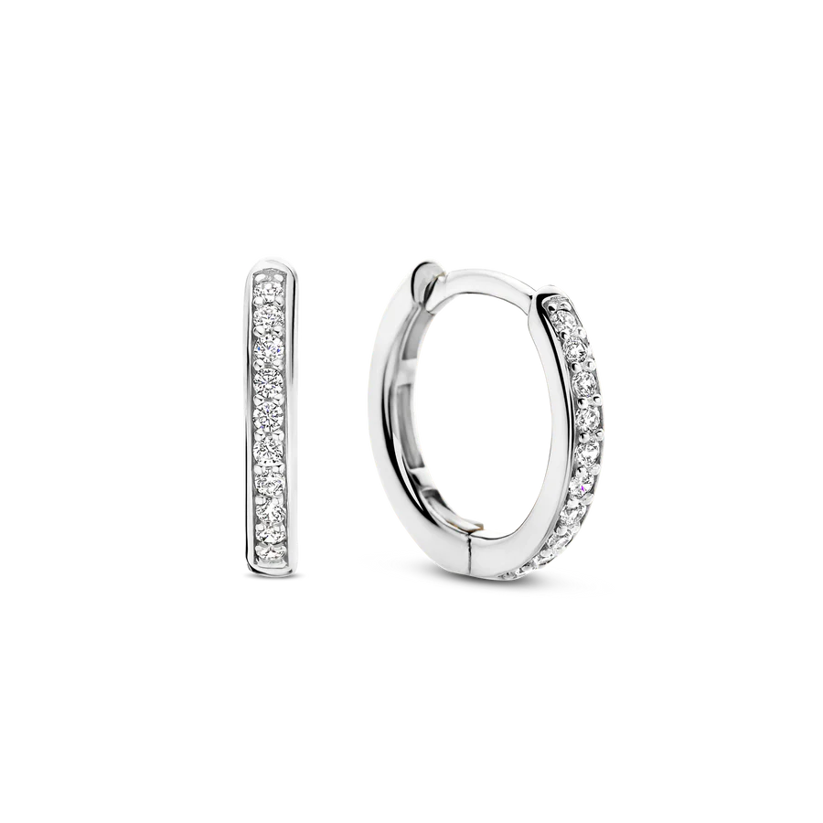 Ti Sento Milano Silver Zirconia Huggie Hoops