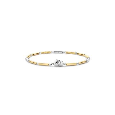 Ti Sento Milano Two-Tone Bar Bracelet in sterling silver and gold plating with pavé cubic zirconia