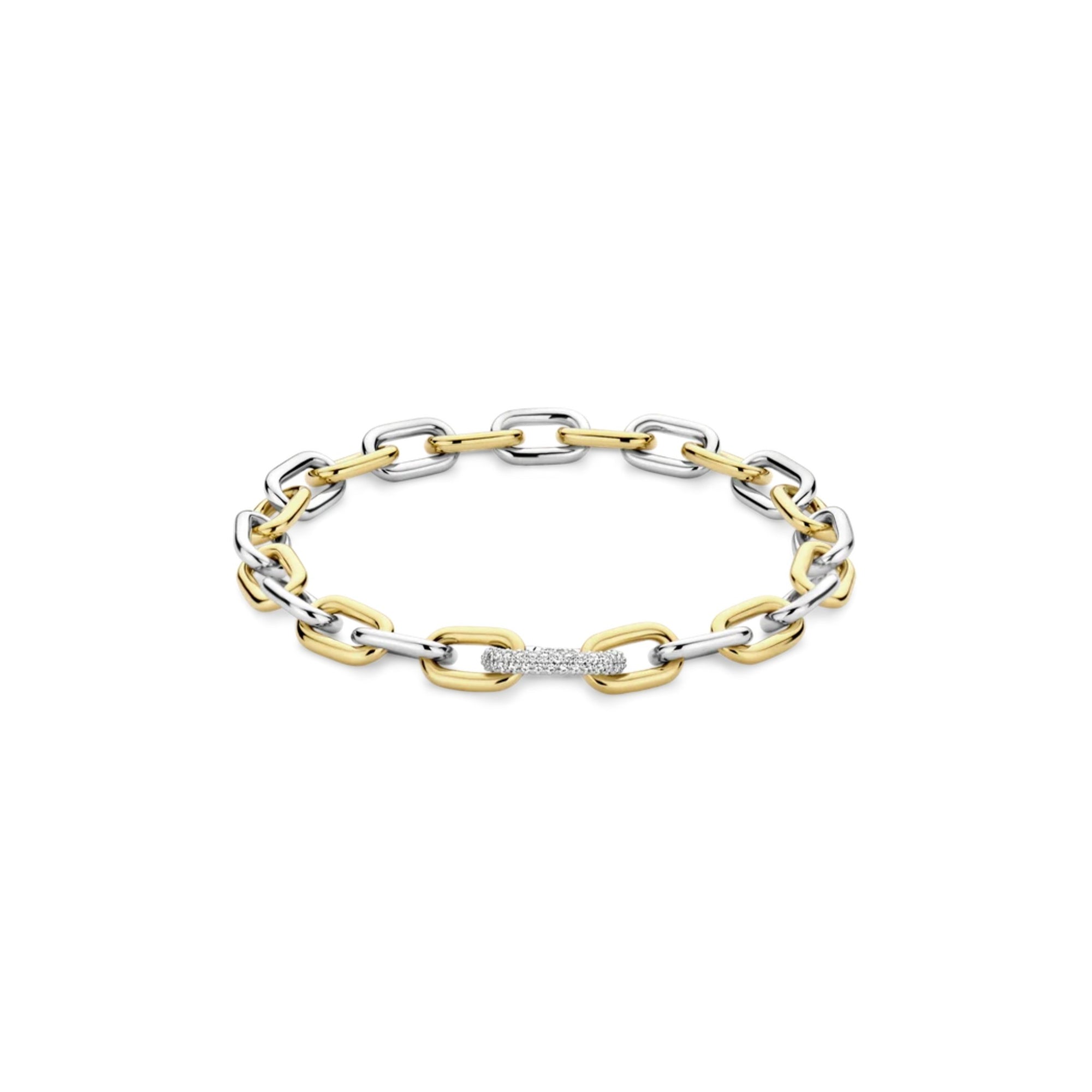 Ti Sento Milano Two-Tone Chain Bracelet in sterling silver and gold vermeil with hand-set zirconia