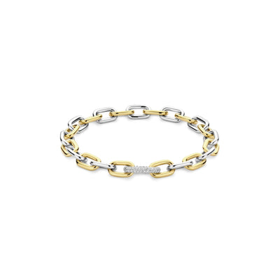 Ti Sento Milano Two-Tone Chain Bracelet in sterling silver and gold vermeil with hand-set zirconia