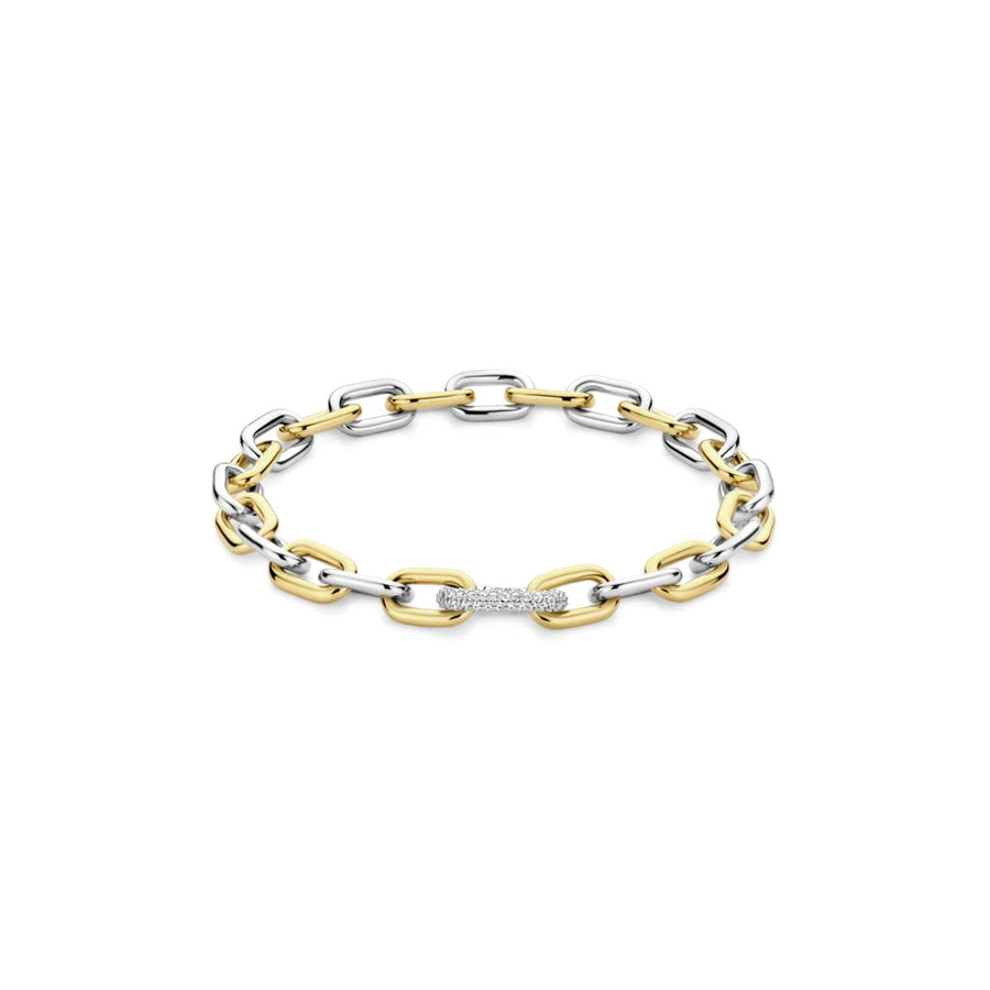 Ti Sento Milano Two-Tone Chain Bracelet in sterling silver and gold vermeil with hand-set zirconia