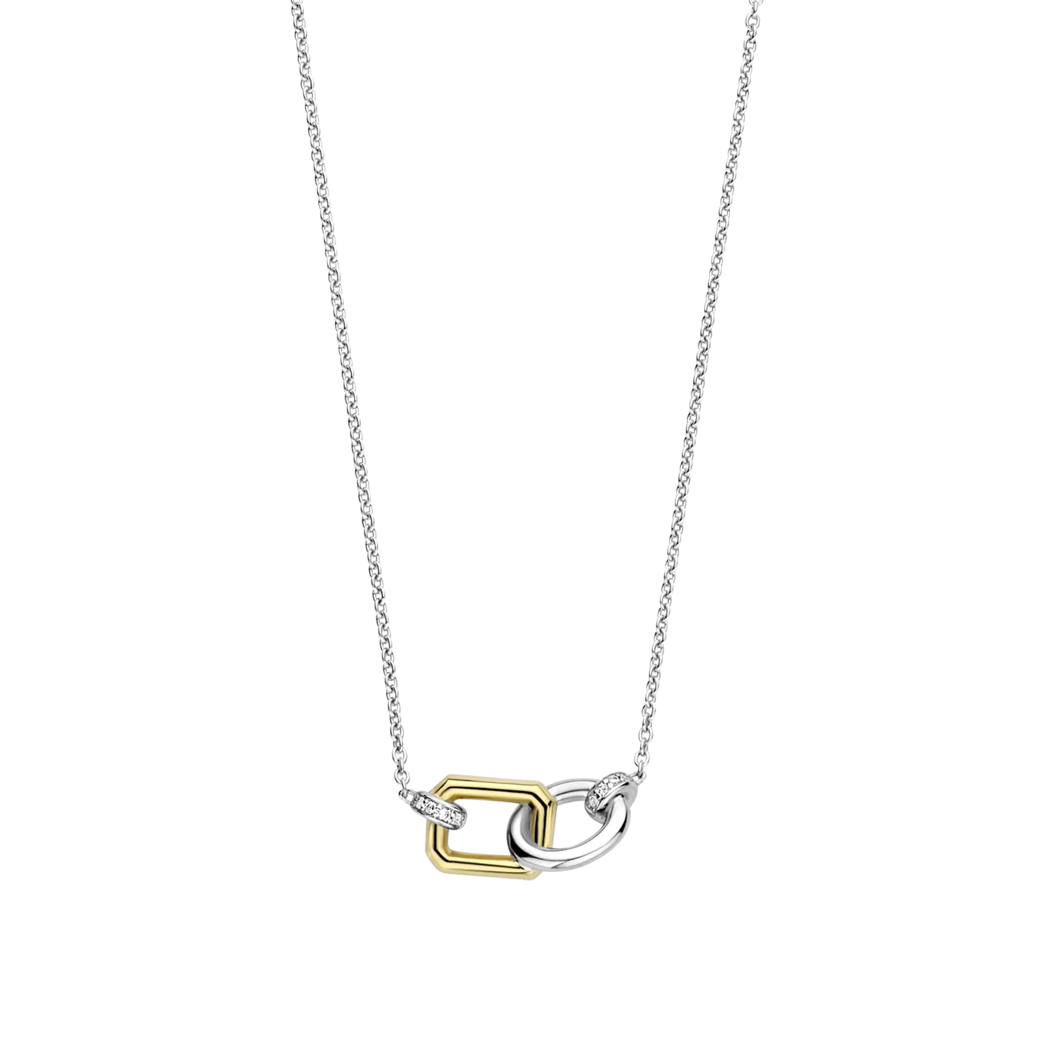 Ti Sento Milano Rectangle & Circle Interlocking Necklace
