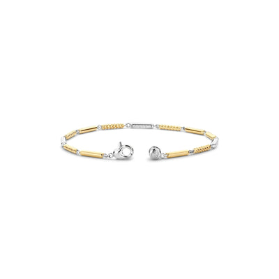 Ti Sento Milano Two-Tone Bar Bracelet in sterling silver and gold plating with pavé cubic zirconia