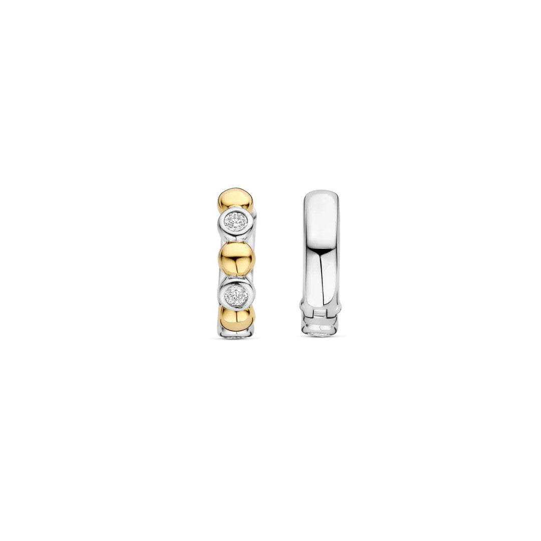 Ti Sento Milano Alternating Two Tone Huggie Hoops
