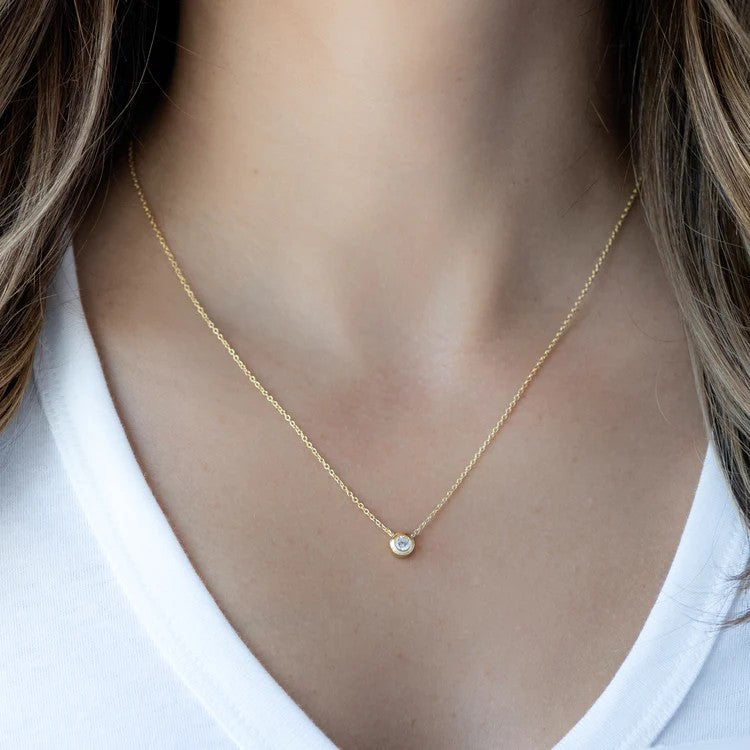 Tiny Bezel CZ Necklace
